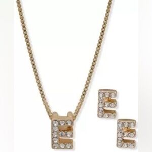 NWT Anne Klein necklace and earrings set monogram E 💍🎈🎊💎💕